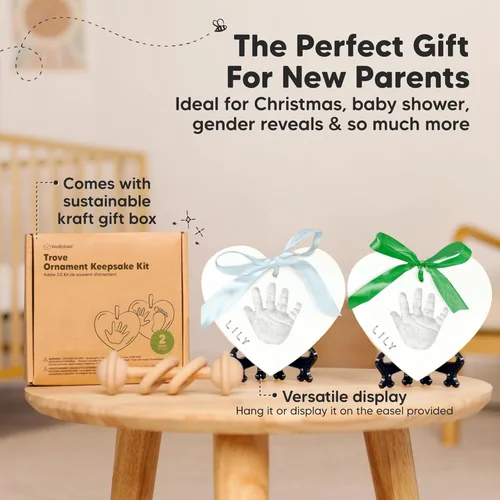 Miniatura 5 de KeaBabies Kit de recuerdo de manos y huellas para bebé, kit de adornos de huellas de manos y pies recién nacidos de secado rápido para niños