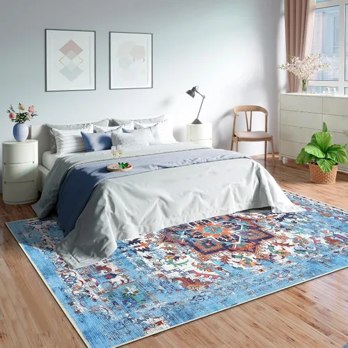 Miniatura 21 de GLN Rugs Traditional Collection - Alfombra de felpilla lavable a máquina, tradicional lavable, antideslizante, alfombra de felpilla de pelo corto