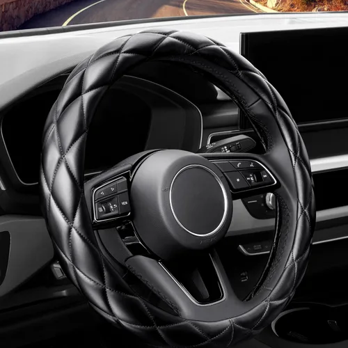 YHONGJT - Funda de cuero de microfibra suave para volante, tamaño universal de 15 pulgadas, para mujeres y niñas, apta para vehículos, sedanes, SUV,
