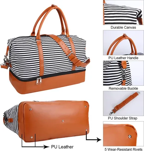 Miniatura 5 de Bodaon Bolsa de fin de semana con tiras de compartimento para zapatos