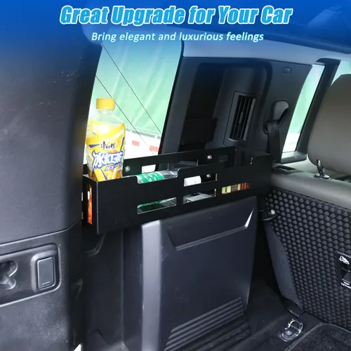 Miniatura 4 de YIWANG Organizador de cesta de almacenamiento de maletero de automóvil de aleación de aluminio negro para Land Rover Defender 110 2020-2022