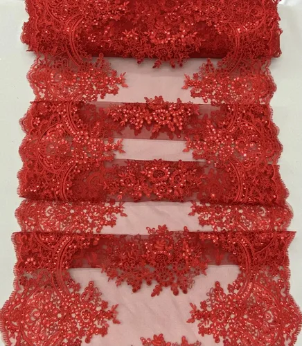 Valentina Textile Inc Tela de encaje con lentejuelas con bordados en malla (1 yarda, Oro) VT-14 Dorado
