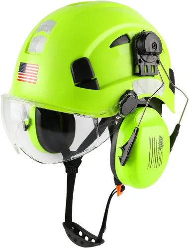 Miniatura 8 de Casco de seguridad con visera y protección para los oídos, ajustable, ligero, ventilado, ABS, casco de trabajo para hombres y mujeres, suspensión