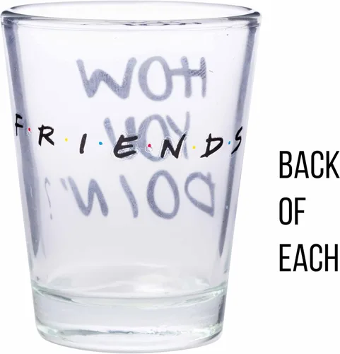 Miniatura 7 de Silver Buffalo Friends - Frases icónicas "You're My Lobster", "How You Doin'", "Pivot" y "We Were On A Break!", Paquete de 4 mini gafas, 1.5 onzas
