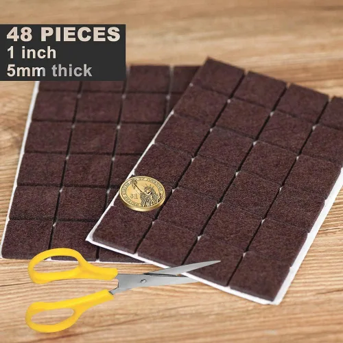 Miniatura 5 de Almohadillas cuadradas de fieltro para patas de silla, almohadillas cuadradas de fieltro para muebles de 1 pulgada, paquete de 48 piezas
