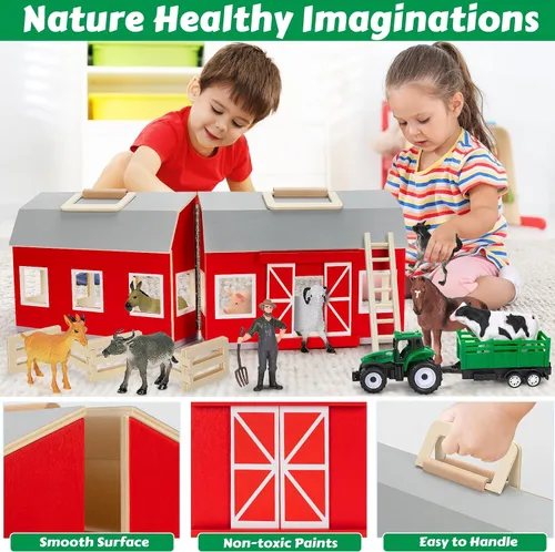 Miniatura 4 de GMAOPHY Juguetes de Animales de Granja para Niños de 3+ Años, Niños y Niñas, Gran Granja de Madera con Figuras de Animales para Niños, Juego