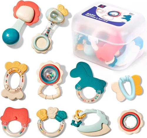 hahaland Juguetes para bebés de 0 a 6 meses, sonajeros para bebés, juguetes para dentición de 3 a 6 meses, juguetes para bebés recién nacidos de 6 a