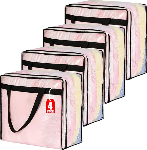 Miniatura 9 de MKOKYD Bolsas de almacenamiento transparentes de 40 L para mantas, ropa, edredón, ropa de cama, sábanas, almohadas - organizadores de armario