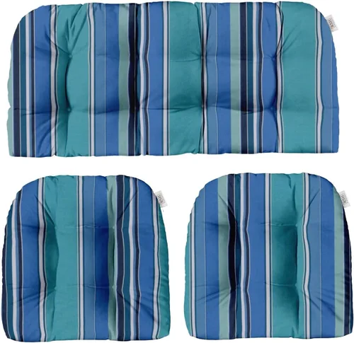 Miniatura 27 de RSH DECOR: Sunbrella 3-Piece Tufted Wicker Cushion Set 44" x 22" & 22" x 22" Outdoor Loveseat & U-Shaped Seat Cushions Crafted with