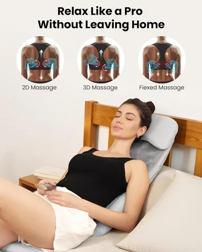 Miniatura 3 de COMFIER Shiatsu - Masajeador de espalda con calor, masajeador de tejido profundo con vibración, cojín de asiento de masaje Shiatsu 2D/3D