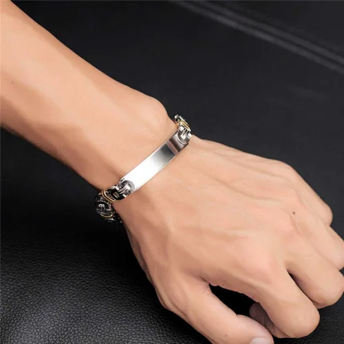 Miniatura 5 de Pulsera bizantina chapada en oro de acero inoxidable personalizado con alerta médica para la conciencia de enfermedades y enfermedades para mujeres