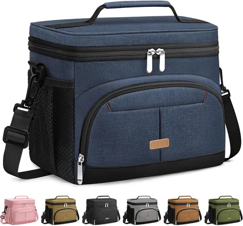 Miniatura 11 de Caja de almuerzo Pritent para hombre y mujer, bolsa de almuerzo aislada, bolsa refrigerante a prueba de fugas, bolsas de almuerzo con asa extraíble