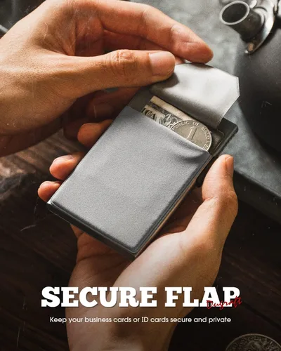 Miniatura 41 de DUGRAFT Tarjetero para tarjetas de crédito con bolsillo para dinero, minimalista, delgado, de aluminio, de metal, para hombres, con bloqueo RFID