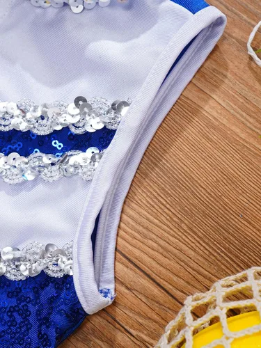 Miniatura 4 de Uniforme de animadora con lentejuelas y purpurina para niñas y niñas