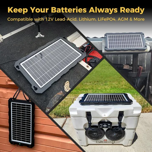 Miniatura 6 de SUNAPEX Carga de batería solar de 12 V: kit de panel solar portátil impermeable de 10 W - Cargador de batería de mantenimiento de batería