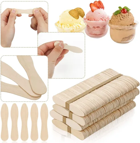 Miniatura 3 de 400 cucharas pequeñas de madera, mini cucharas desechables para degustación de helado, cuchara de muestra de madera de 3 pulgadas para manualidades