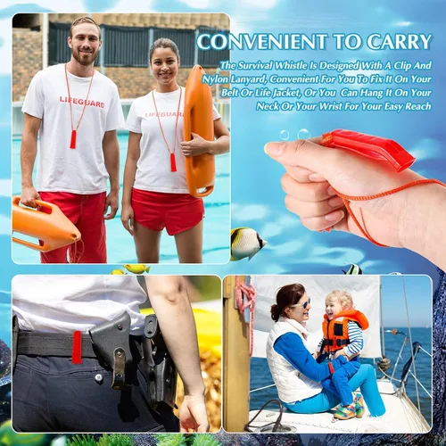 Miniatura 2 de 100 Piezas de Silbatos de Emergencia con Cordón Silbatos de Seguridad y Supervivencia Sonido Fuerte para Seguridad, Camping, Senderismo, Navegación