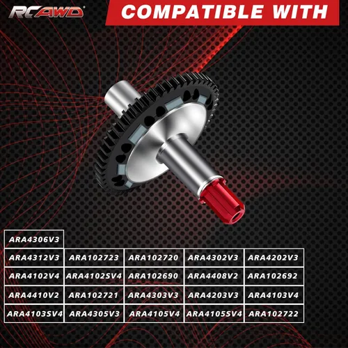 Miniatura 2 de RCAWD 57T Engranaje Espuela 0.8Mod Zapatilla Set 15t 17t Piñón Engranaje para Arrma 1/10 Granito Senton Big Rock 3s blx 550 Mega Kraton Outcast 4s