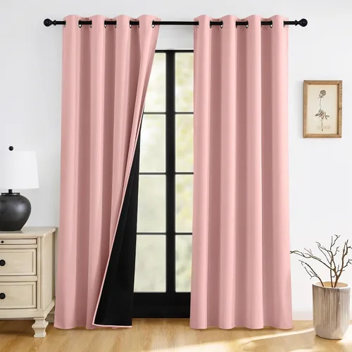 Miniatura 36 de RYB HOME Cortinas opacas grises de 63 pulgadas de largo para dormitorio, cortinas de ventana 100% opacas con aislamiento térmico y reducción