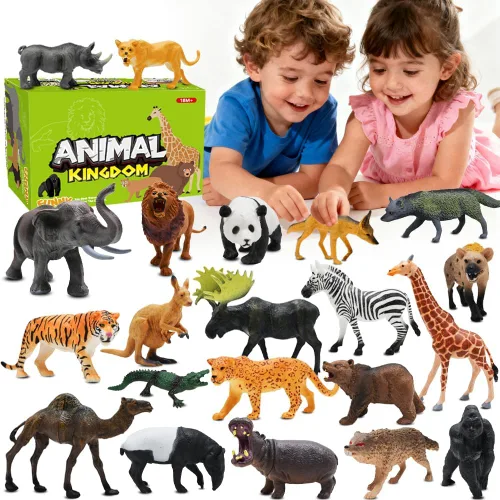 Miniatura 9 de BOLZRA Figuras de animales de granja, juguetes realistas de animales de plástico con bloques de construcción de vallas, juego de figuras de granja