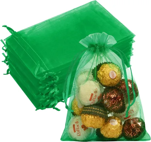 Miniatura 18 de Bolsas de organza de 3x4 pulgadas, 50 paquetes de pequeñas bolsas de regalo de malla con cordón, bolsas de muestra para fiesta, boda, baby shower