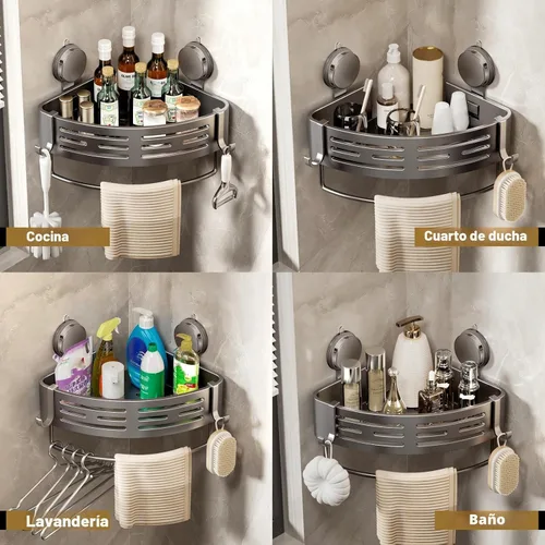 Miniatura 5 de VOLPONE Organizador de Ducha Esquinero con Ventosa Estante de Ducha Esquinero Sin Perforaciones Organizador de Ducha para Baño Estante