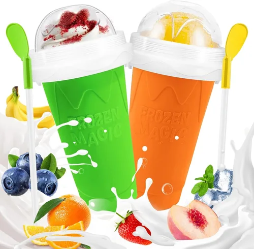 Miniatura 13 de FANS-ONE Taza de Granizado, Juego de 3 Tazas Mágicas Congeladas de Granizado, Taza Reutilizable para Hacer Granizado de Jugo, Helado, Leche, Yogur
