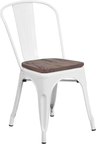 Miniatura 22 de Flash Furniture Perry - Silla apilable de metal con asiento de madera, 1 paquete, color negro