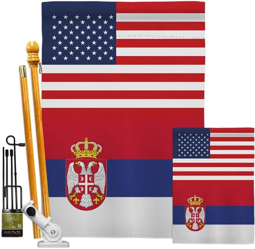Bandera de la Amistad de la Copa del Mundo de Serbia de Estados Unidos, asta de bandera de arte de pared para exteriores, decoración al aire libre,