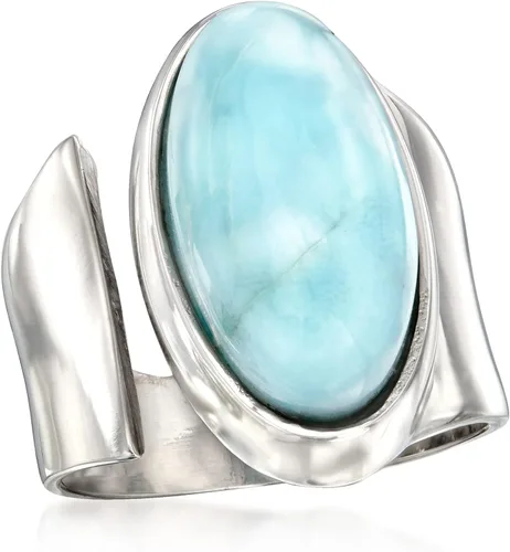 Miniatura 4 de Ross-Simons Anillo envolvente Larimar en plata de ley