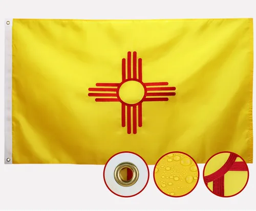 Bandera del estado de Nuevo México de doble cara 3 x 5 para exteriores, las banderas NM de larga duración, nailon 210D resistente, rayas cosidas,