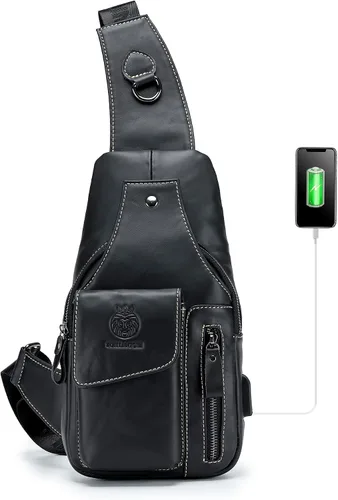 Miniatura 178 de LUKZIJAES Bolso bandolera de cuero genuino para hombre