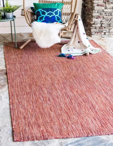 Miniatura 51 de Unique Loom Collection Alfombra de Área Plana Casual de Transición Sólida Jaspeada para Interiores/Exteriores (Pasillo 2' x 6' 1", Azul/Azul Marino)