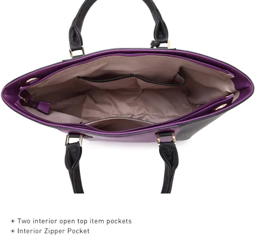 Miniatura 6 de DASEIN - Bolsa de mano para mujer, bolsa tipo bandolera, asa superior, bolsa plana para trabajar