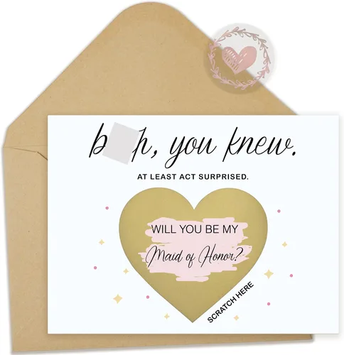 Miniatura 10 de 10 tarjetas para raspar propuestas de dama de honor, 6 damas de honor, 1 dama de honor, 1 matrona de honor, 2 niñas de flores. Regalos únicos