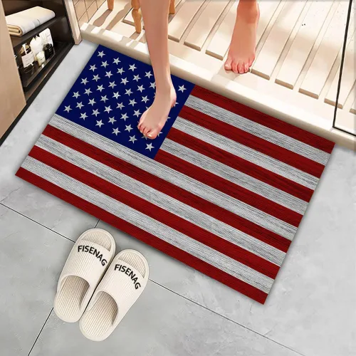 Miniatura 3 de Tapete de bienvenida con bandera estadounidense vintage para interiores, Día de la Independencia, 4 de julio, bandera patriótica estadounidense