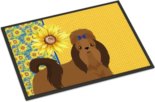 Miniatura 87 de Caroline's Treasures WDK5313MAT Airedale Terrier - Tapete para puerta delantera de 18 x 27 pulgadas, diseño de girasoles de verano, para entrada