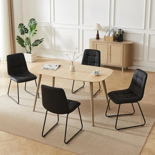 Miniatura 45 de HIPIHOM Mesa de comedor moderna de granja de 47.2 pulgadas, mesa de comedor rectangular de madera con patas de metal para 4 personas para comedor