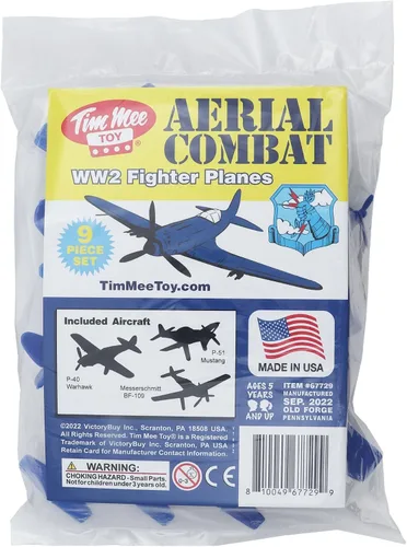 Miniatura 5 de TimMee Aviones de Caza Ases WW2 - Aviones de plástico azules de 9 piezas para soldados de ejército, fabricados en EE. UU