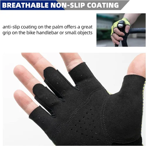 Miniatura 6 de ROCKBROS Guantes de ciclismo de medio dedo para hombre, antideslizantes, ligeros, transpirables, para bicicleta de carretera, MTB, ciclismo, guantes