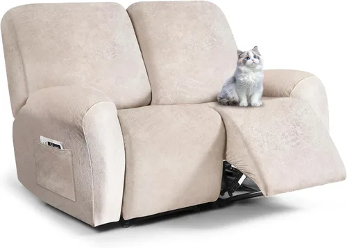 Miniatura 44 de ANARACHON Fundas para sillas reclinables con aspecto de cuero, funda elástica de 4 piezas, funda suave para silla reclinable, protector de muebles