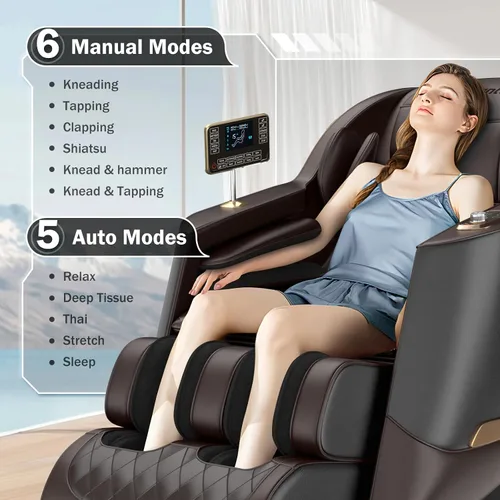 Miniatura 3 de Culanta - Silla de masaje de cuerpo completo, sillón reclinable de masaje Shiatsu de gravedad cero con pista SL, escaneado corporal, bolsas de aire