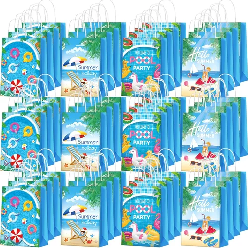 Miniatura 26 de Outus 24 piezas de bolsas de regalo de fiesta de mariposa, bolsas de golosinas de mariposa, bolsas de papel para regalos con mango, morado, azul