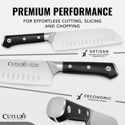 Miniatura 3 de Cutluxe Juego de cuchillos de chef, juego de 3 cuchillos de chef profesionales, acero alemán afilado, espiga completa, asas ergonómicas, serie