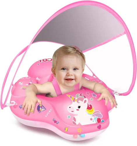 Miniatura 11 de Baby Pool Float with Canopy UPF50+ Sun Protection, no flip Over Inflatable Baby Float for Baby 3-36 Months, Skin Protect Toddler floaties for Boys