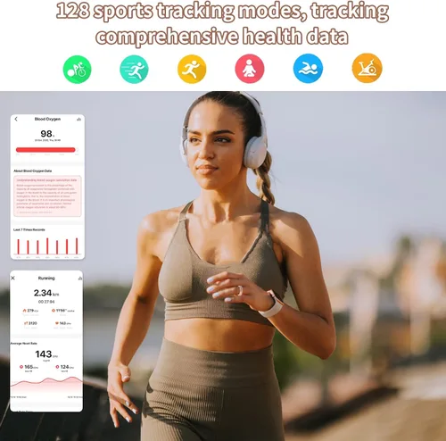 Miniatura 5 de Anillo inteligente para mujeres y hombres, rastreador de salud y fitness con frecuencia cardíaca, monitor de sueño, oxígeno en sangre, HRV, 128