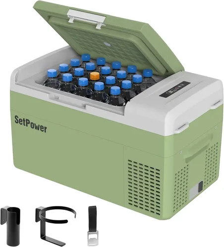 Miniatura 11 de Setpower FC15 Refrigerador Portátil Enfriador Eléctrico Con Adaptador AC, 15L/15.8QT Refrigerador de Carro de 12 Voltios, -4℉-68℉ Refrigerador