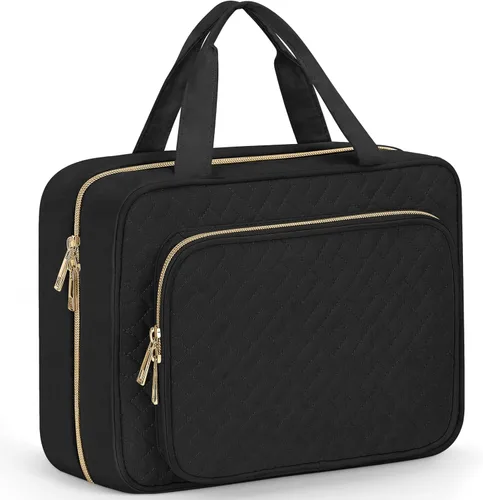 Bolsa de aseo Wedama para mujer, bolsa de viaje grande para cosméticos, bolsa de aseo colgante para baño, bolsa de maquillaje impermeable de PVC Rosa