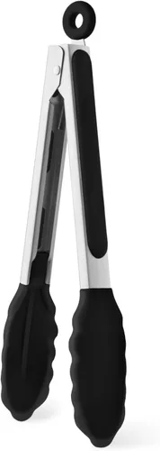 Miniatura 11 de Pinzas pequeñas de silicona para cocinar, 3 pinzas de 7 pulgadas para servir, 600 °F, resistentes al calor, antiadherentes, de acero inoxidable