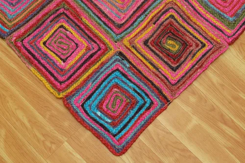 Miniatura 9 de Natural Jute Collection - Alfombra cuadrada de 3 x 3 pies, alfombra de yute trenzada a cuadros multicolor de 0.27 pulgadas de grosor, ideal